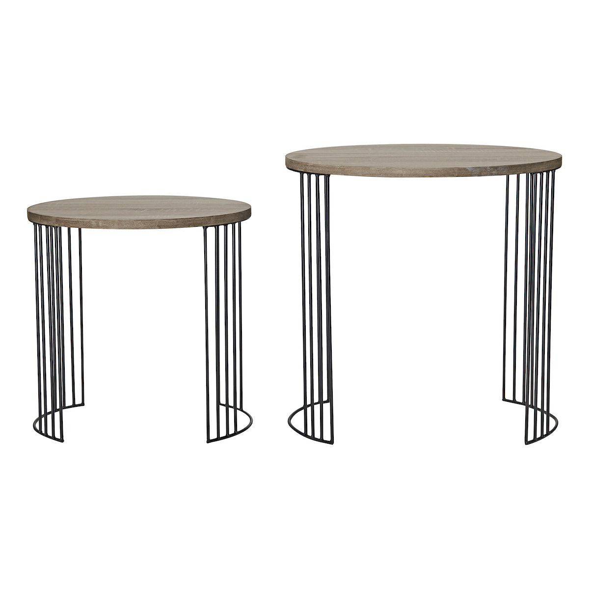 Dar Drum Nest of 2 Round Tables Oak Effect