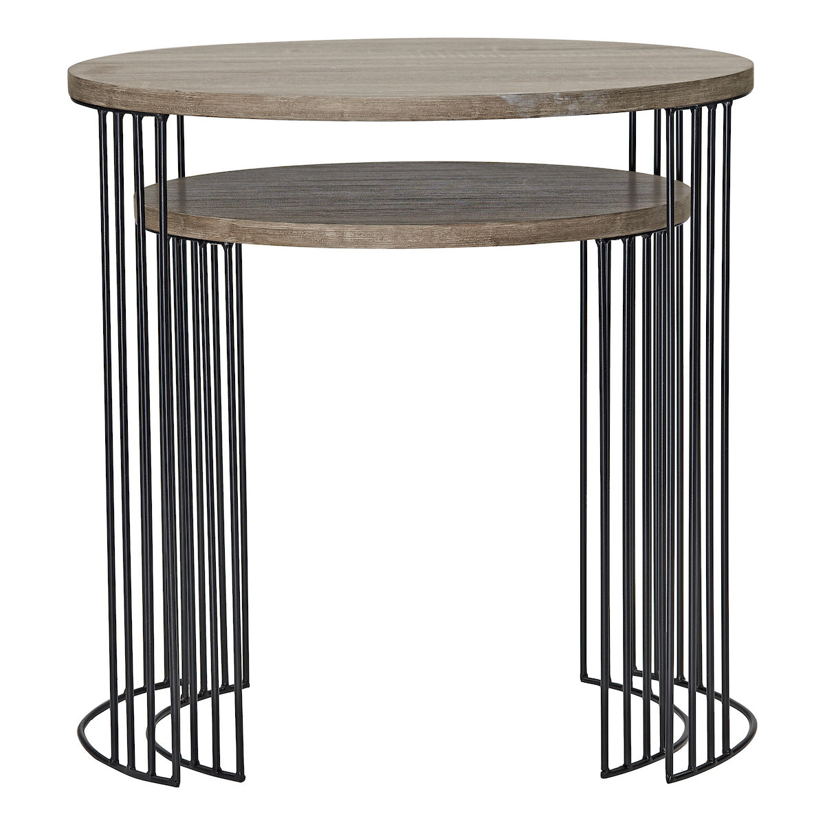 Dar Drum Nest of 2 Round Tables Oak Effect