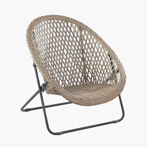 Pacific Tobs Outdoor Foldable Faux Rattan Loungers Set in Grey