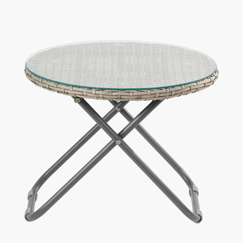 Pacific Tobs Outdoor Foldable Faux Rattan Loungers Set in Grey