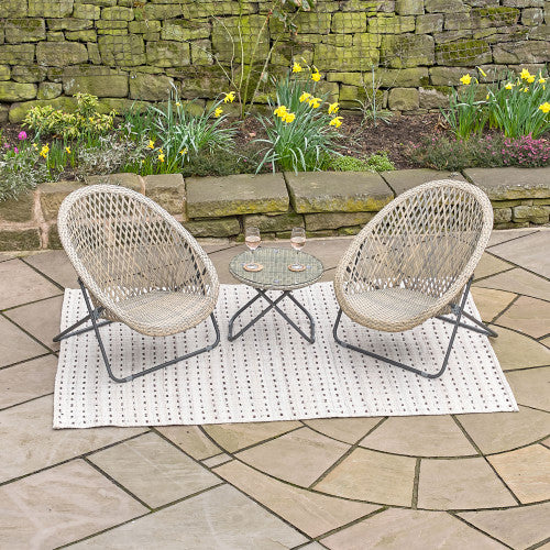 Pacific Tobs Outdoor Foldable Faux Rattan Loungers Set in Grey