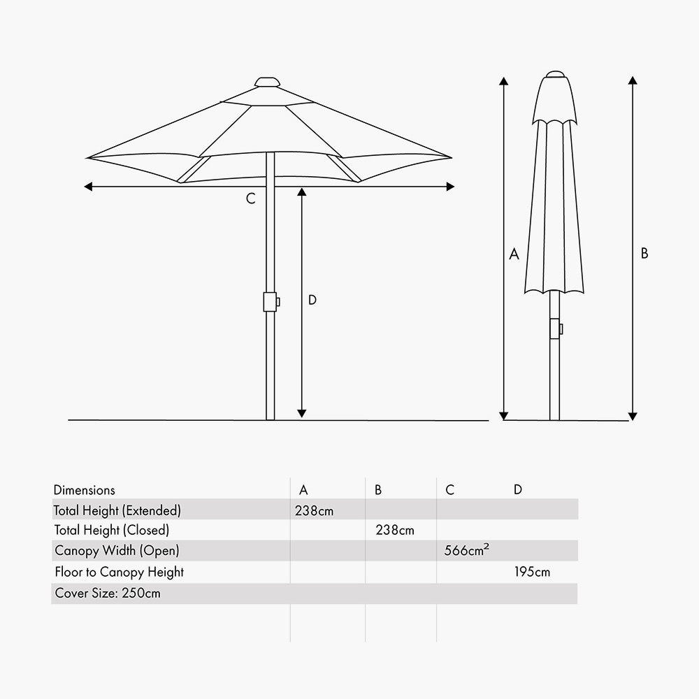 Lisboa 2.5m Round Parasol