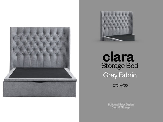 Clara Storage Bed in Grey