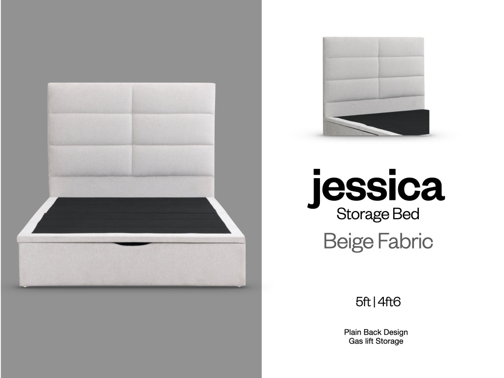 Jessica Storage Bed in Beige