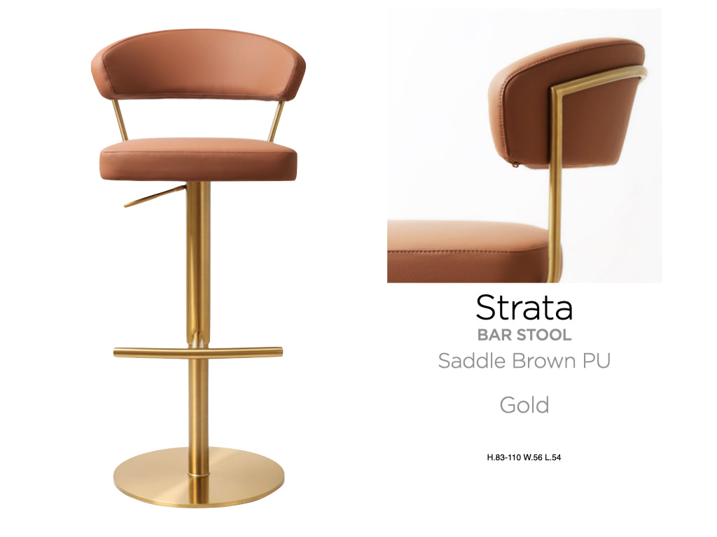 Strata Gold Saddle Brown Barstool