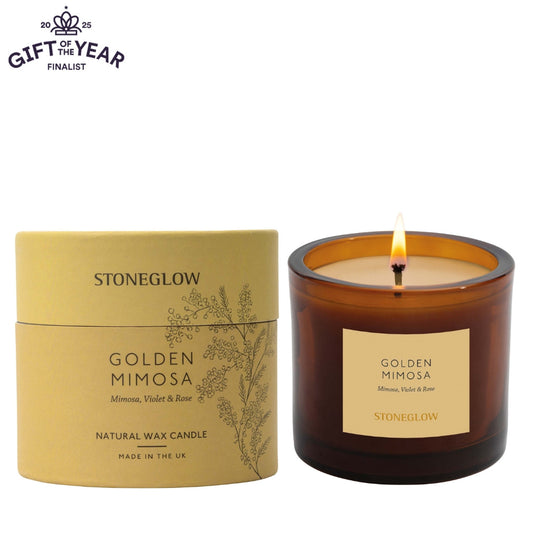Stoneglow Mimosa, Violet & Rose Scented Natural Wax Candle