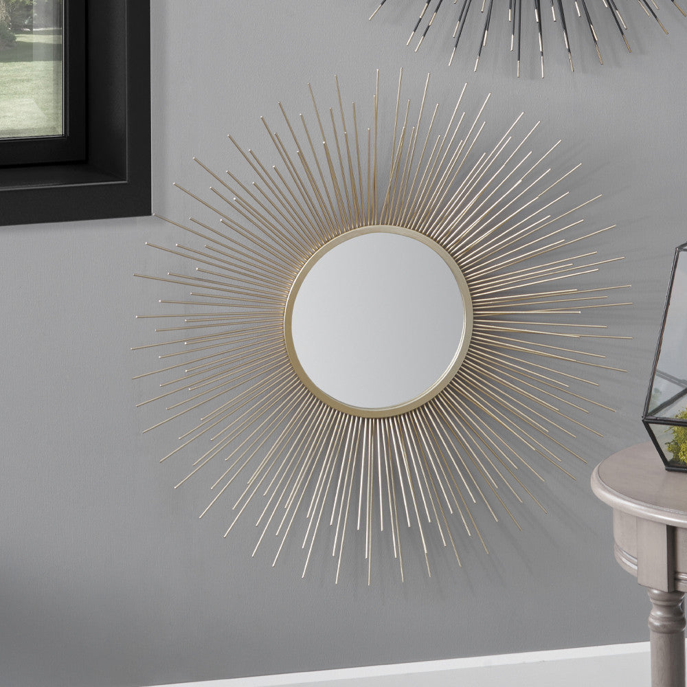 Metal Starburst Design Round Wall Mirror