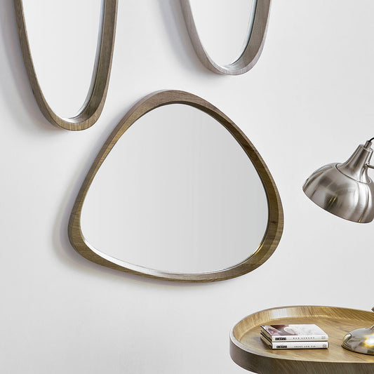 Wood Veneer Curved Wall Mirror