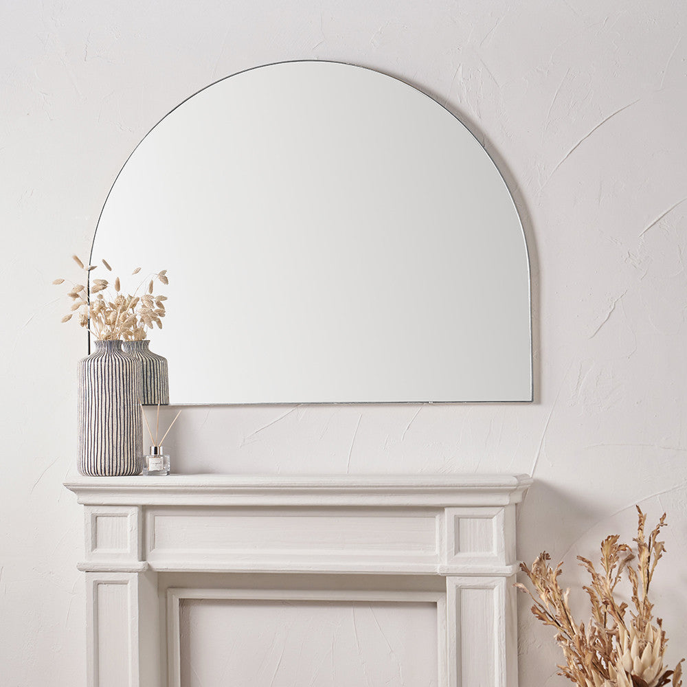 Metal Slim Frame Wide Arch Wall Mirror