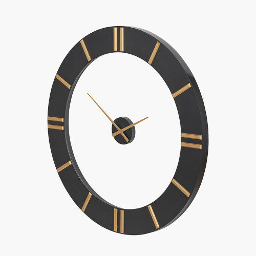 Pacific Black and Gold 2 Piece Open Wall Clock