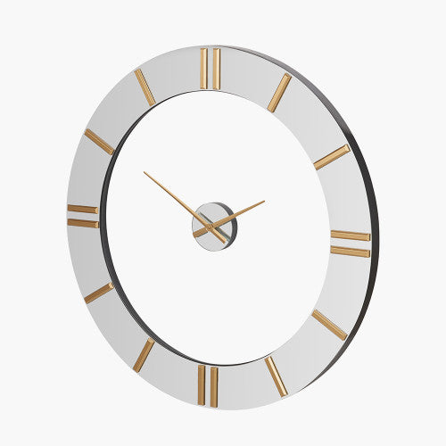 Pacific Mirror and Gold 2 Piece Open Wall Clock