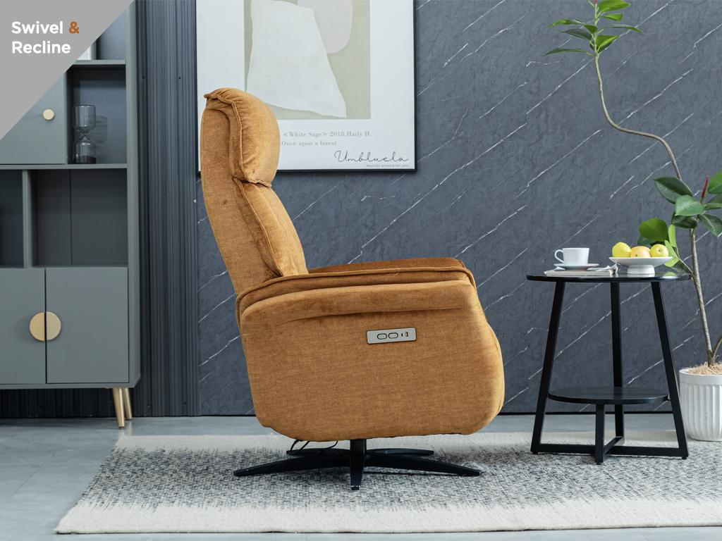 Evoque Swivel Electric Armchair in Amber (Dual Motor)