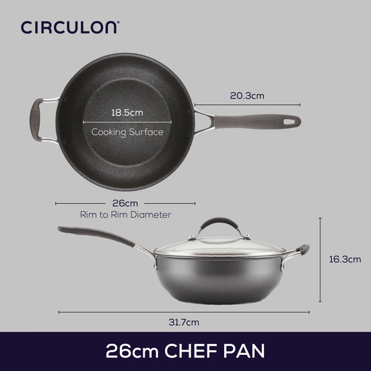 Circulon ScratchDefense A1 Series Extreme Non-Stick Chef's Pan & Lid with Helper Handle (4.2L)