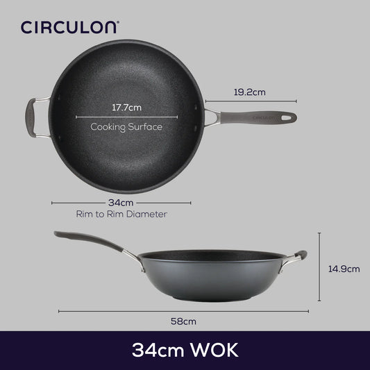 Circulon ScratchDefense A1 Series Extreme Non-Stick Wok & Helper Handle (34cm)