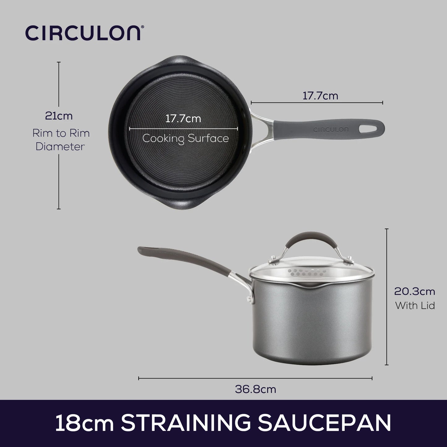 Circulon ScratchDefense A1 Series Extreme Non-Stick Straining Saucepan & Lid