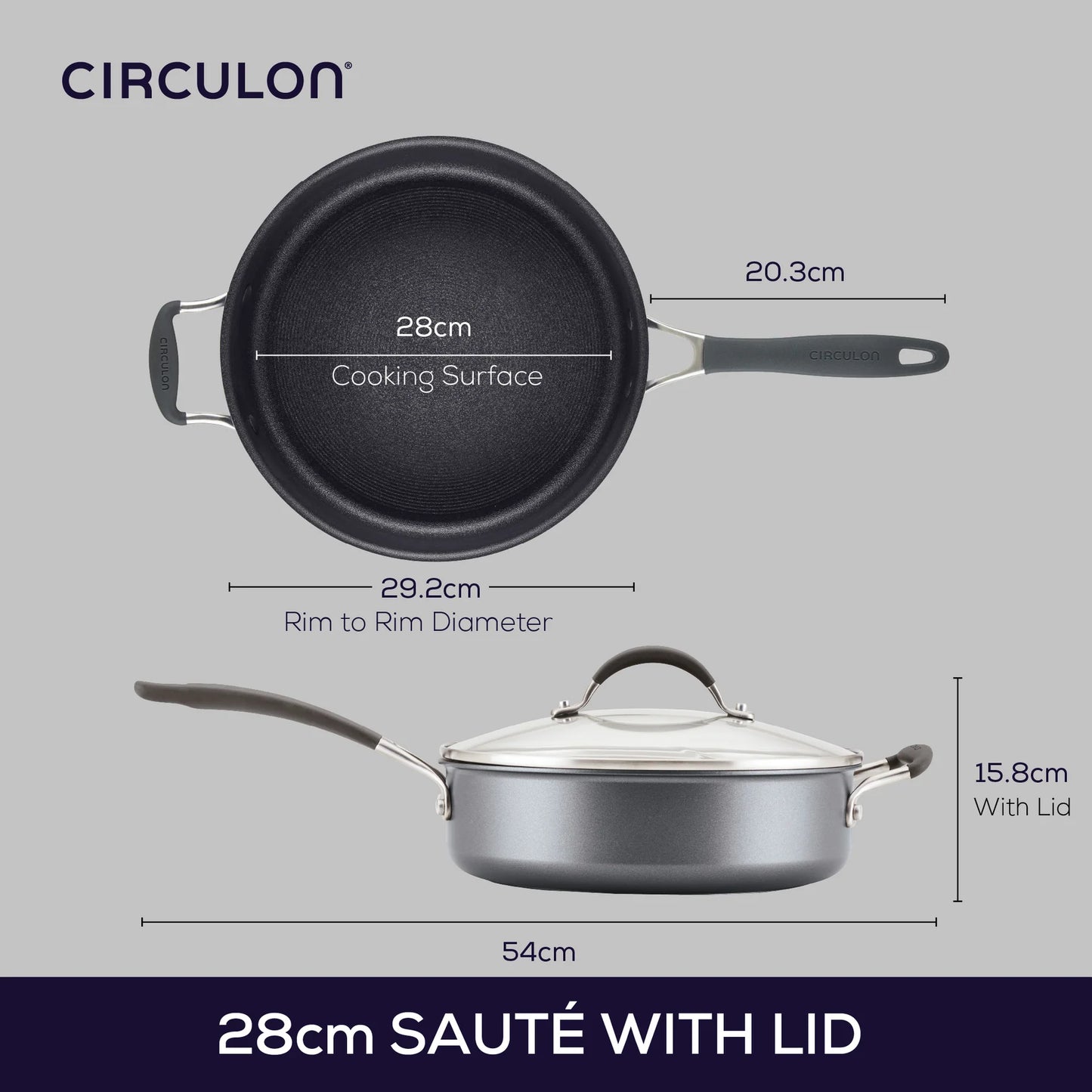 Circulon ScratchDefense A1 Series Extreme Non-Stick Sauté Pan & Lid with Helper Handle (4.7L)