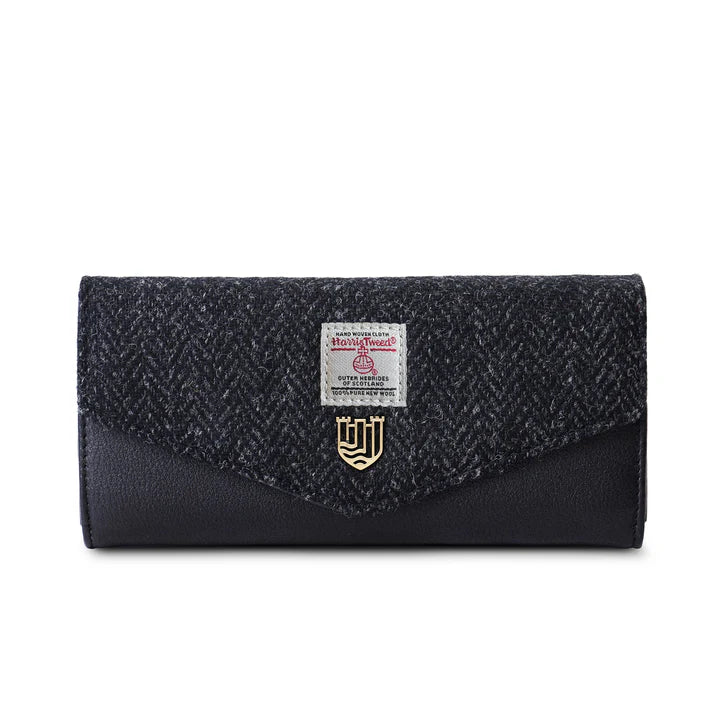 Islander Black Herringbone Large Clasp Purse