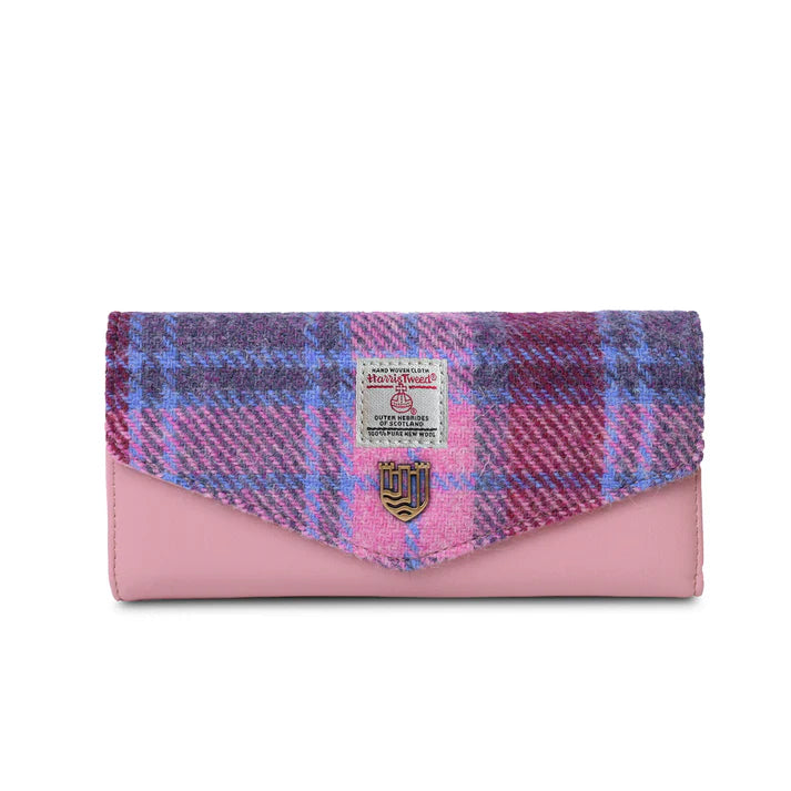Islander Pink and Blue Tartan Large Clasp Purse