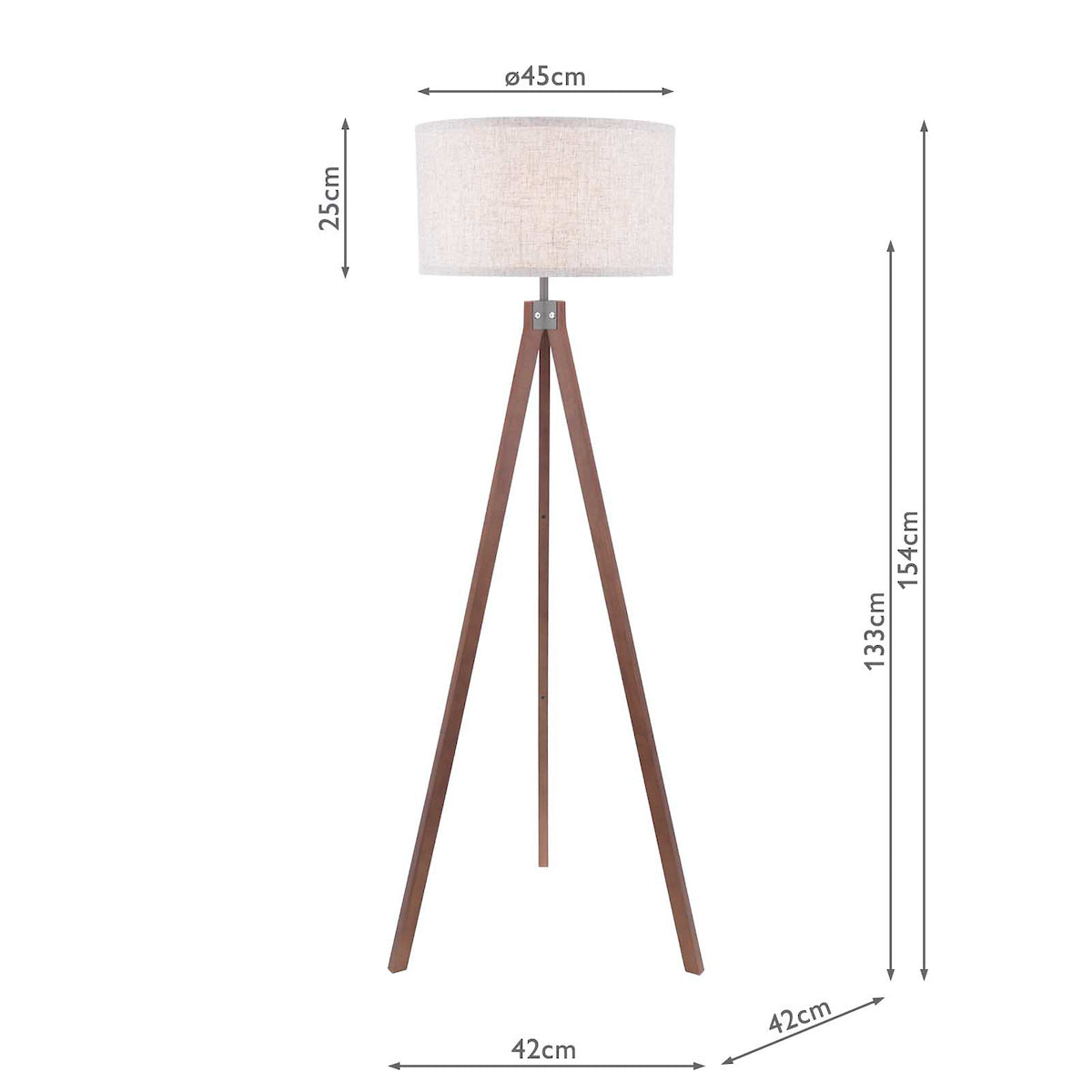 Dar Armitage Tripod Floor Lamp Dark Wood With Shade