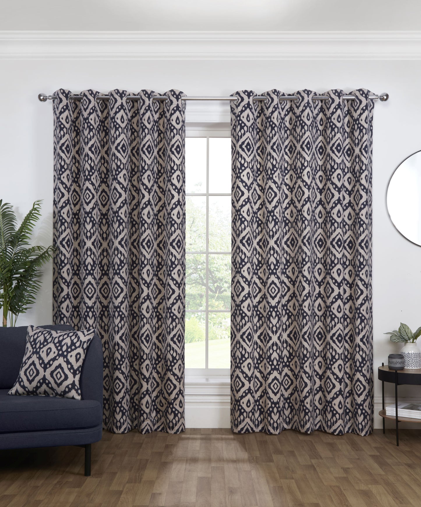 Style Marrakech Navy Ready Made Curtains (66"x72")