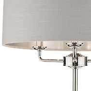 Dar Laura Ashley Sorrento 3 Light Floor Lamp Polished Nickel With Silver Shade