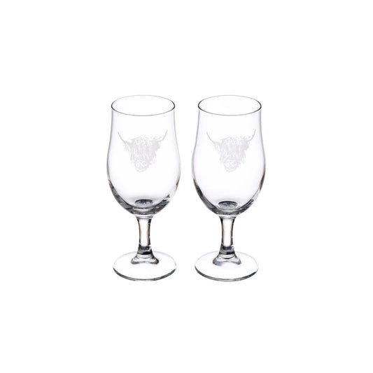 Selbrae House Highland Cow Craft Beer Glasses (Set of 2)