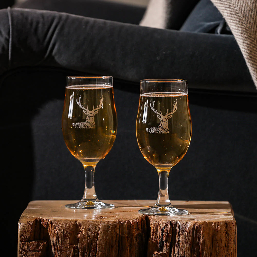 Selbrae House Stag Craft Beer Glasses (Set of 2)