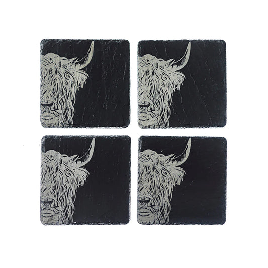 Selbrae House Highland Cow Slate Coasters (Set of 4)