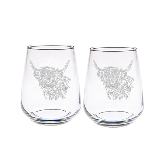Selbrae House Highland Cow Stemless Glasses (Set of 2)
