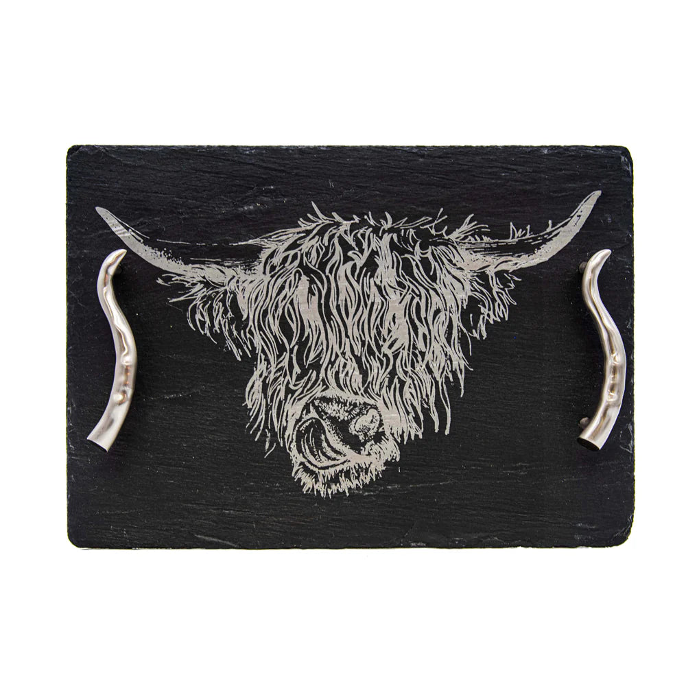 Selbrae House Highland Cow Slate Serving Tray (Medium)