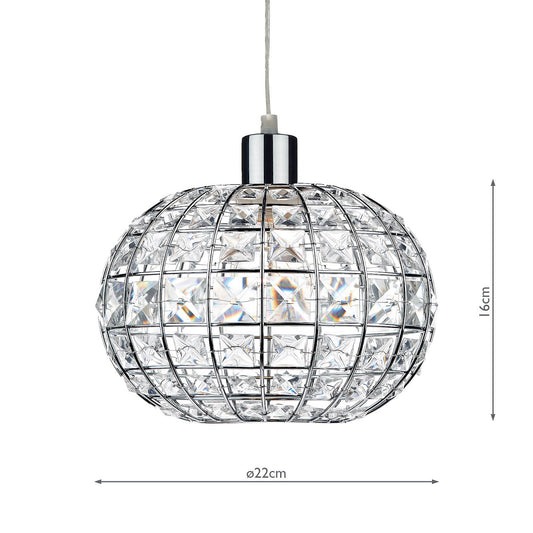Dar Letitia Non Elec Pendant Polished Chrome Crystal