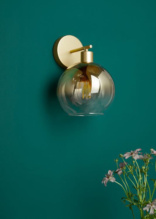 Dar Lycia Wall Light Satin Gold and Gold Ombre Glass