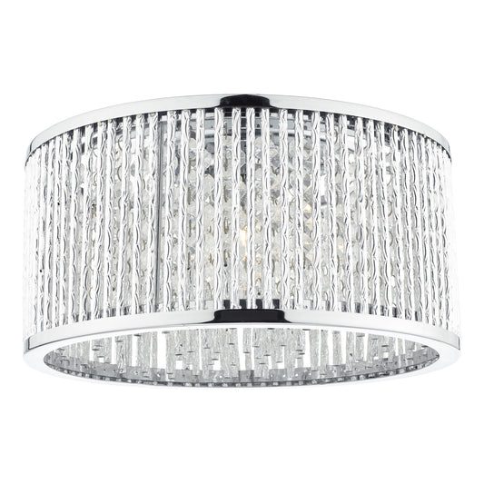 Dar Nantes 3 Light Flush Polished Chrome Alum