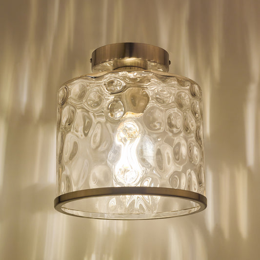 Dar Olsen Semi-Flush Satin Chrome and Glass