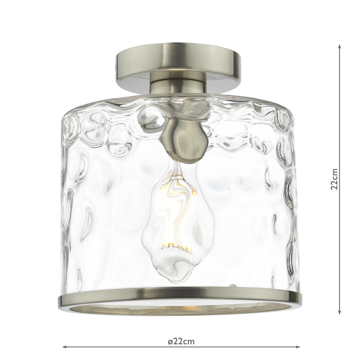 Dar Olsen Semi-Flush Satin Chrome and Glass