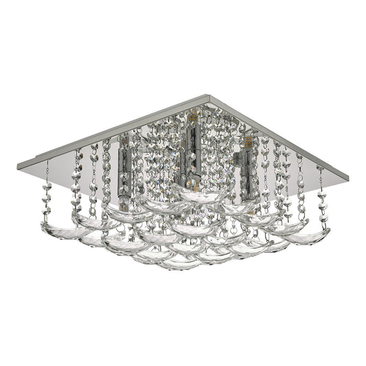 Dar Orella 5 Light Flush Polished Chrome & Crystal