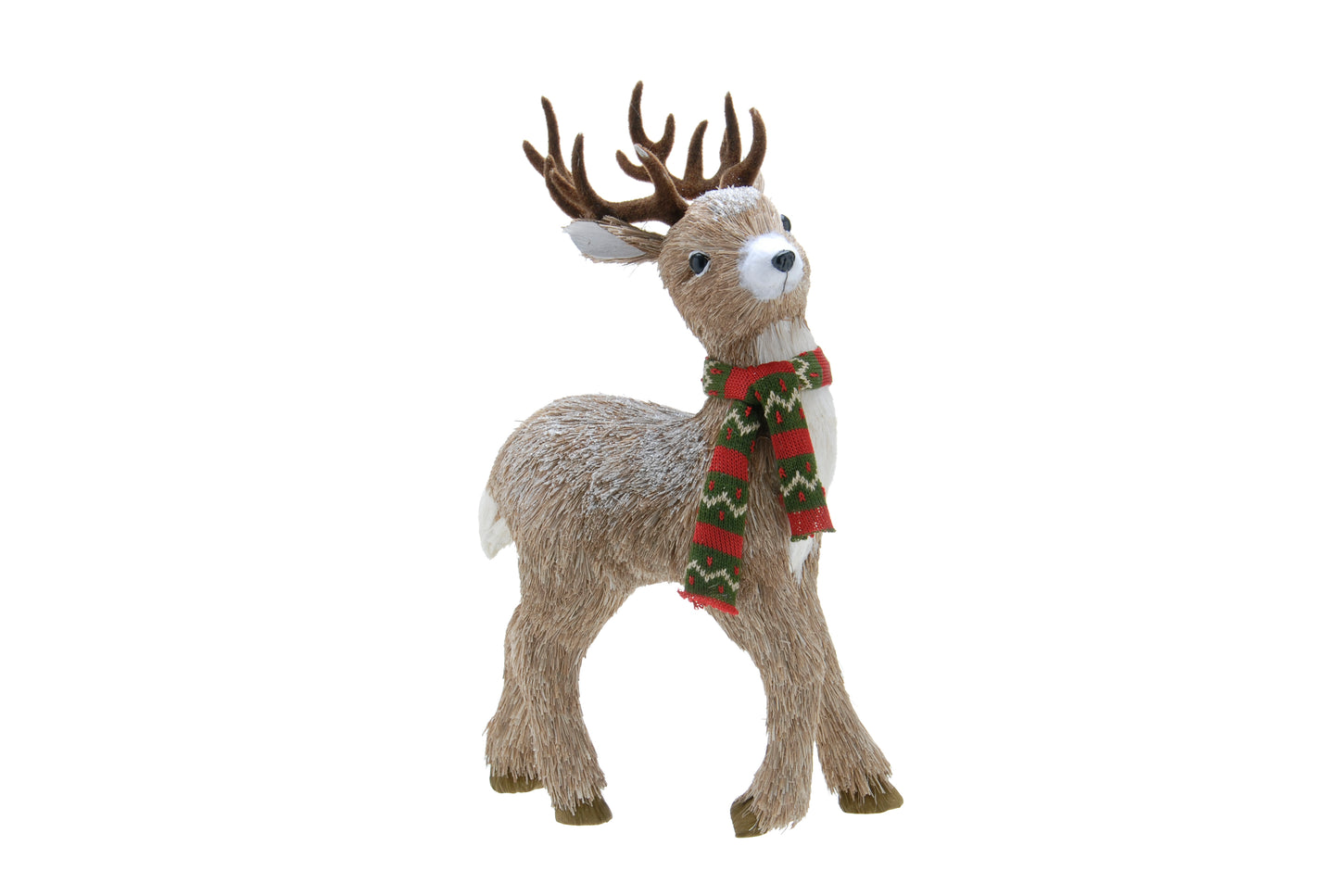 Festive Bristle Standing Reindeer with Scarf