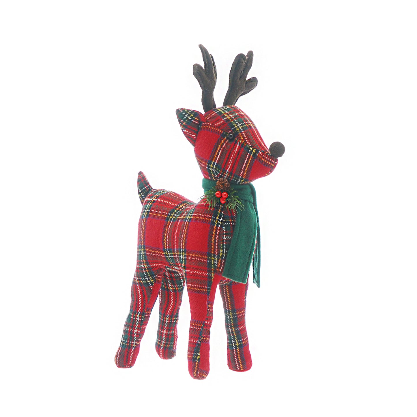 Festive Red Tartan Reindeer