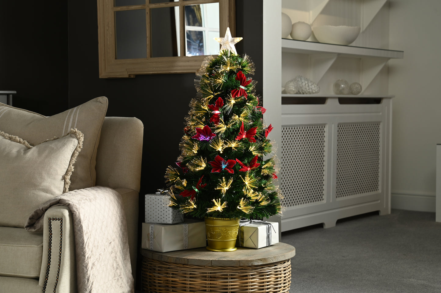 Festive Butterfly and Flower Fibre Optic Tree