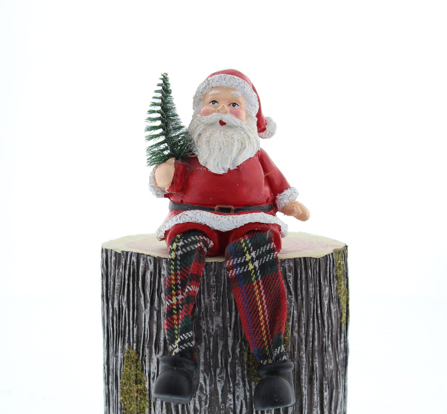 Festive Polyresin Dangly Legs Santa Holding Tree