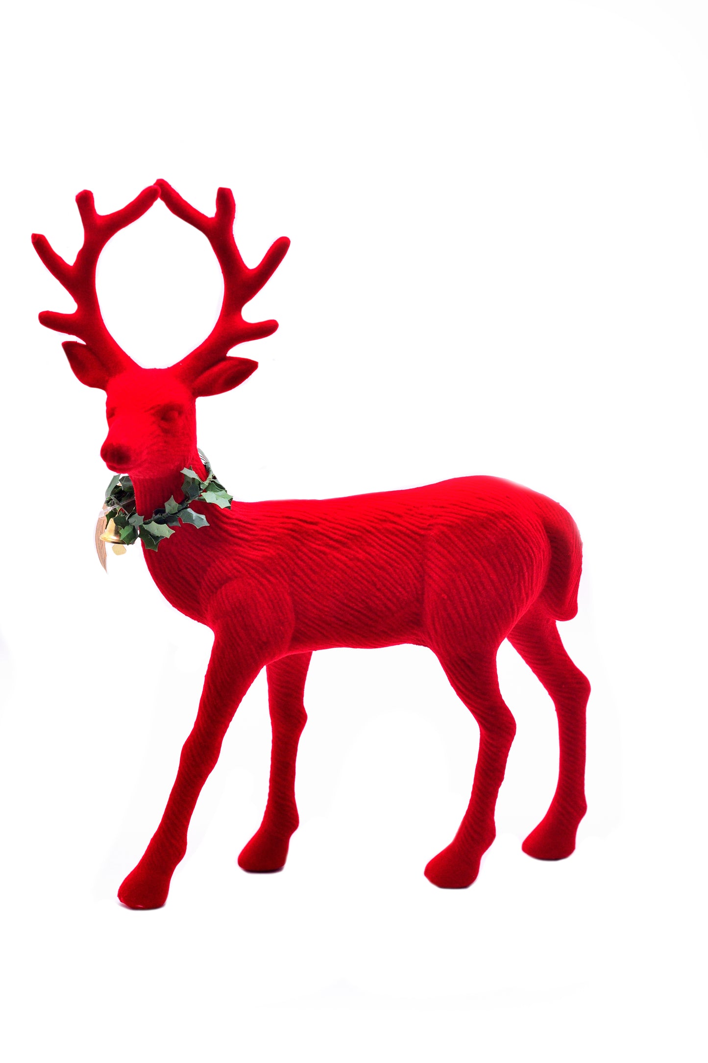 Festive Red Flocked Reindeer