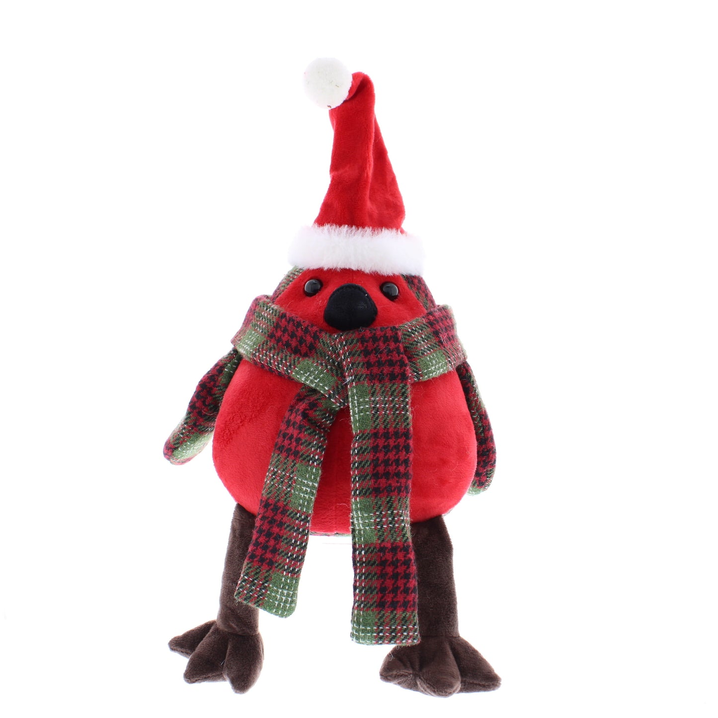 Festive Tartan Robin with Red Breast Door Stop (24cm)