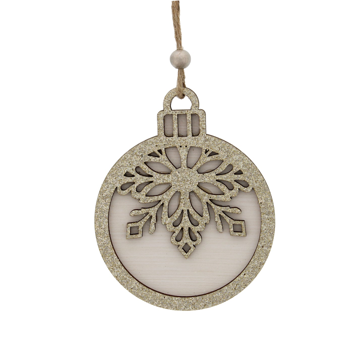 Festive Wooden Champagne/White Floral Tree Decoration