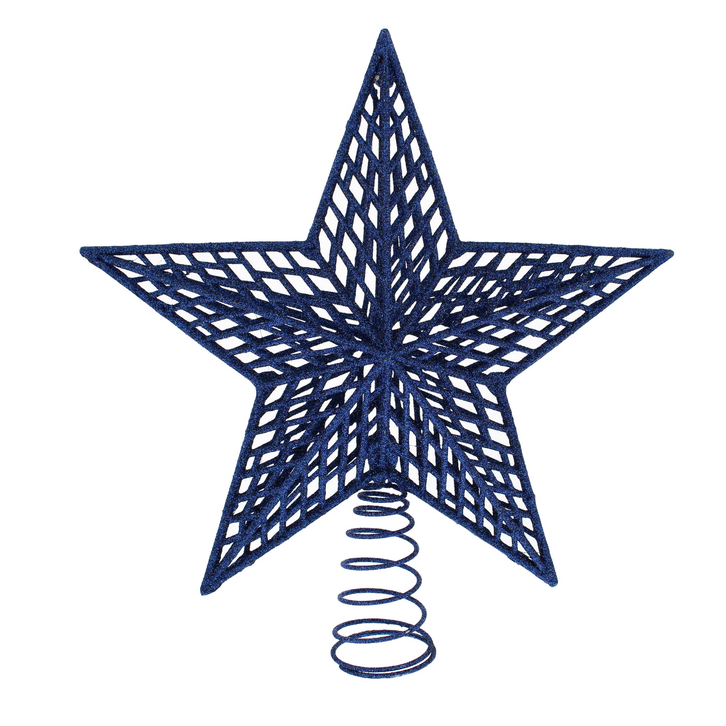 Festive Navy Blue Glitter Star Tree Topper