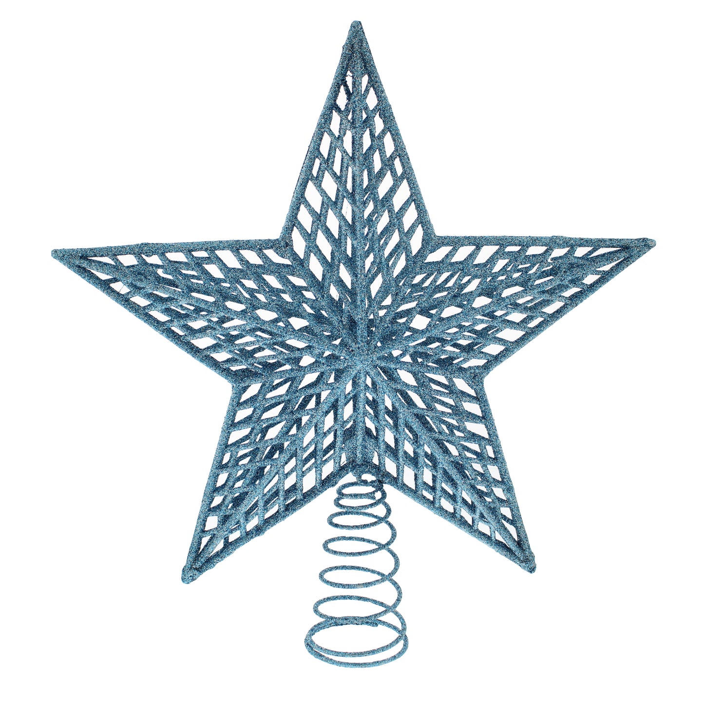 Festive Ice Blue Glitter Star Tree Topper