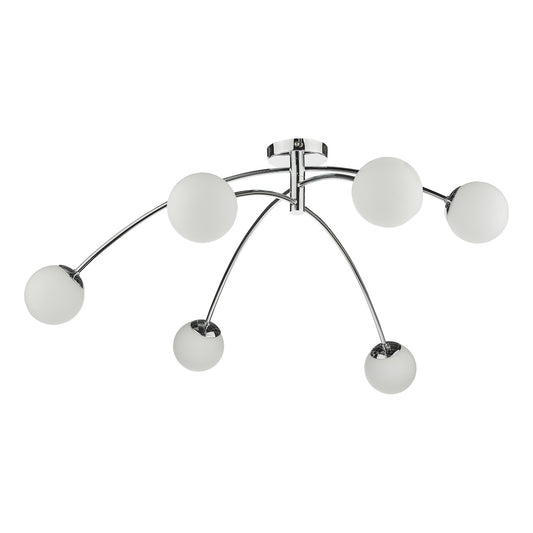 Dar Puglia 6lt Semi Flush Polished Chrome Opal Glass