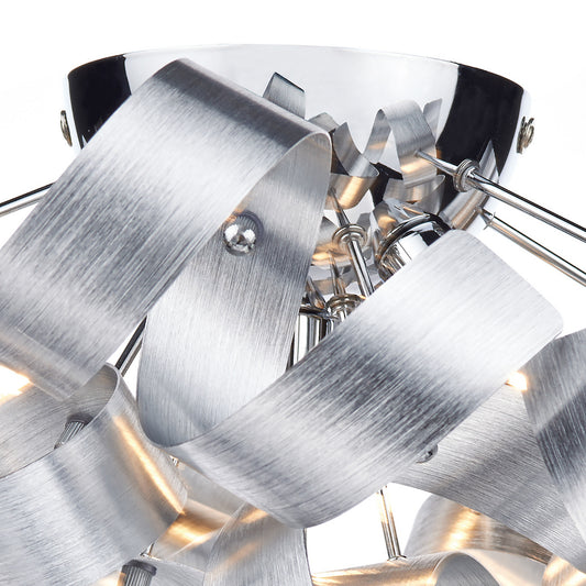Dar Rawley 4 Light Flush Brushed Aluminium 40cm