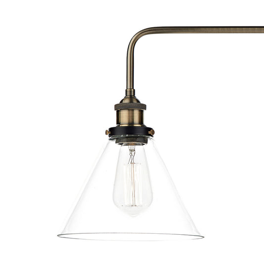 Dar Ray 3 Light Bar Pendant Antique Brass Clear