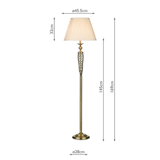 Dar Siam Floor Lamp Antique Brass With Shade