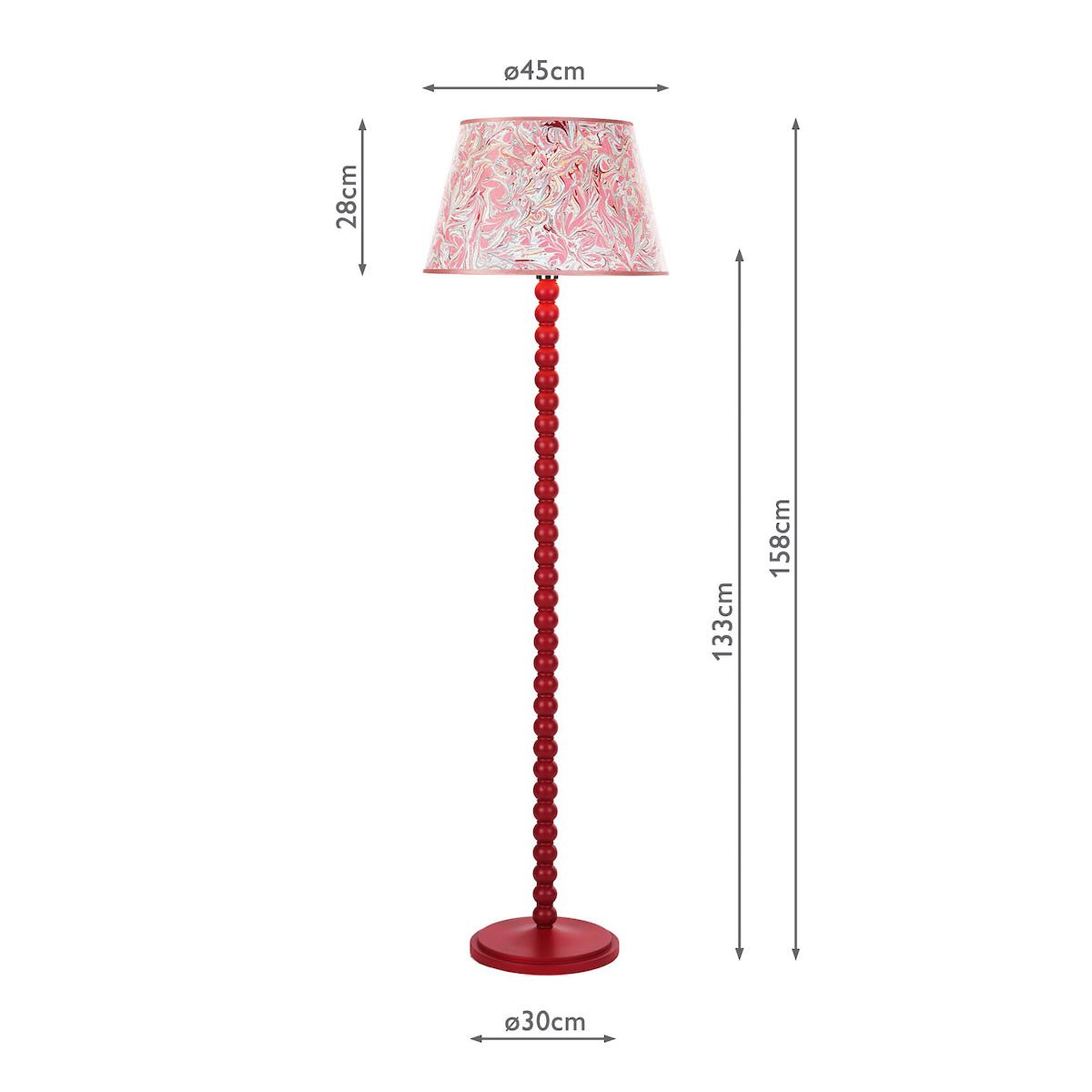 Dar Spool Floor Lamp Gloss Red Base Only